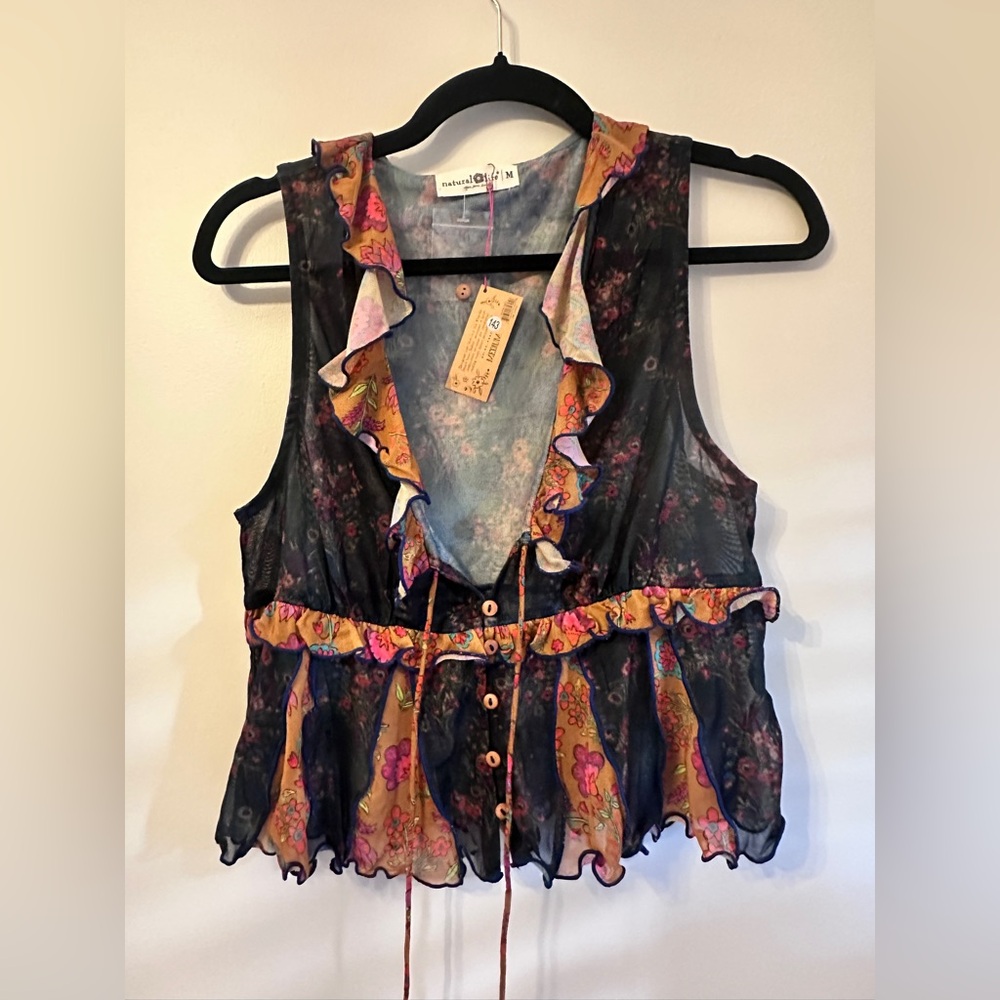 NATURAL LIFE Multicolor Floral Ruffle Blouse